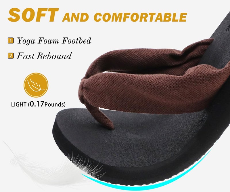 KuaiLu Flip Flops Women Arch Support Yoga Mat Comfortable Summer Beach Walking Thong Cushion Sandals Slip on Outfits Travel Essentials Orthotic Slides Indoor Outdoor Slippers Shoes Dark Brown Size 9 - Image 3